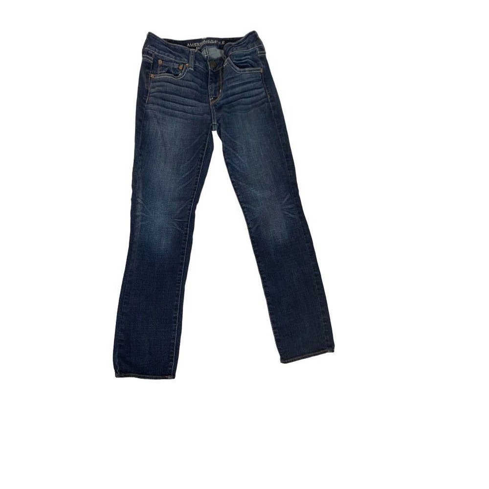 4 American Eagle Women's Jeans Straight Super Straight Denim - Picture 4 of 7